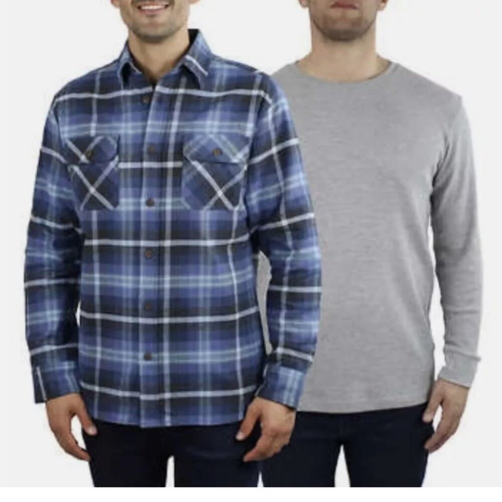 Jachs Men’s 2-Pack Thermal + Flannel Medium